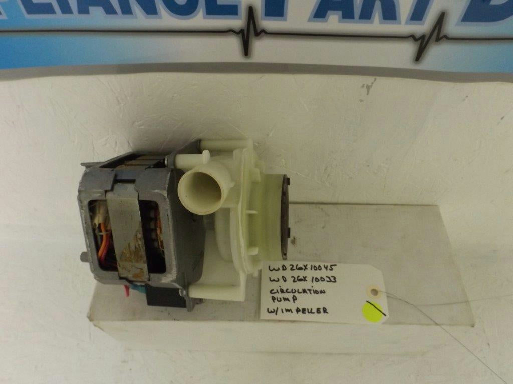 GE HOTPOINT DISHWASHER WD26X10045 WD26X10033 CIRCULATION PUMP W/IMPELLER USED GE HOTPOINT DISHWASHER WD26X10045 WD26X10033 CIRCULATION PUMP W/IMPELLER USED
